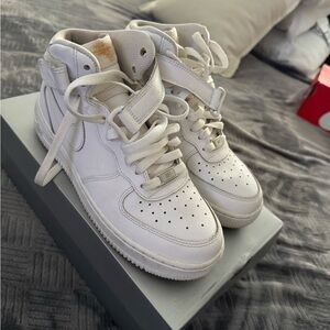 Nike White High-Top Sneakers with Perforated Toe Box